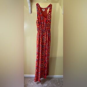 Everly Red and Blue Spaghetti Strap Maxi Dress